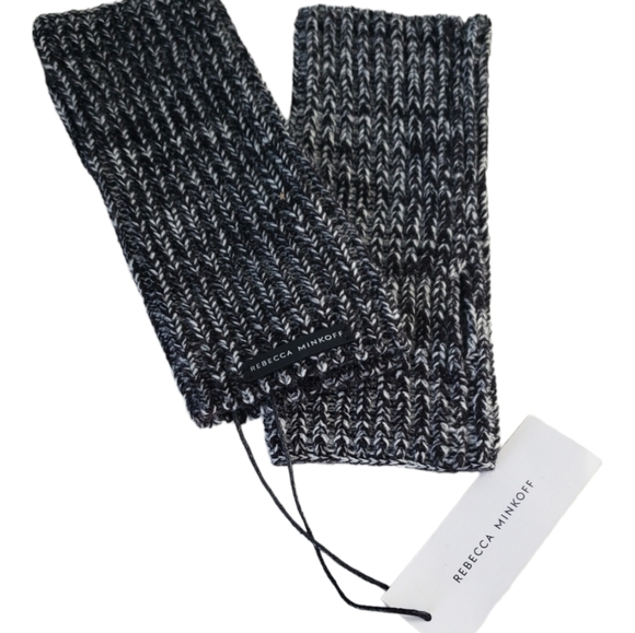 Rebecca Minkoff Armwarmers Marled Black and White New with Tags - Picture 2 of 3